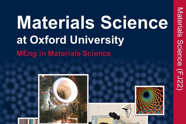 Cover page of the Materials Science at Oxford University undergraduate course brochure.