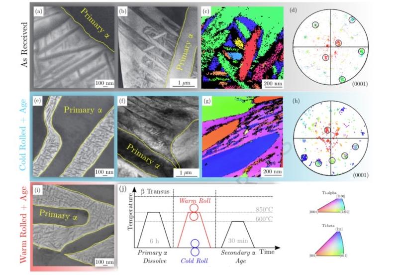 A montage of tiles showing the sample as warm rolled and cold rolled with age