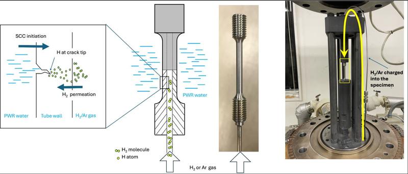 Illustation of the assembly of the specimen with gas charging in an autoclave