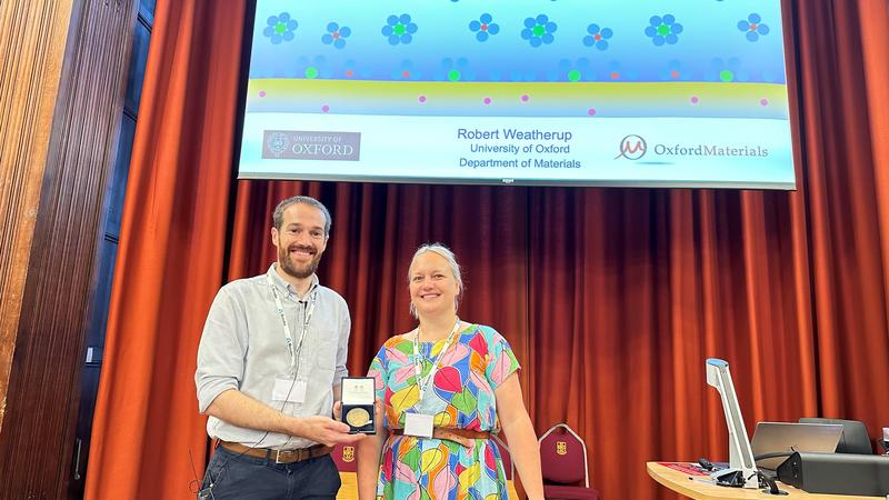 Professor Weatherup with Professor Parkin presenting his award