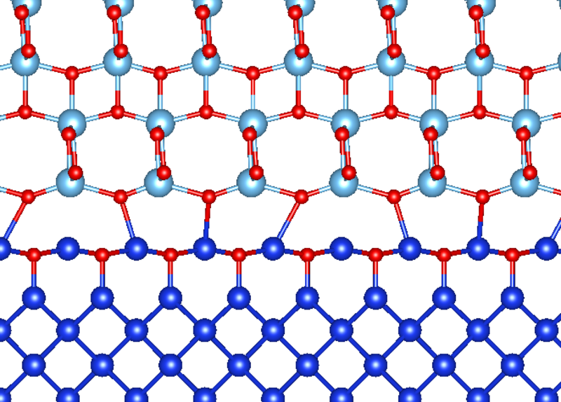 An atomistic model of the interface between silicon and titanium dioxide