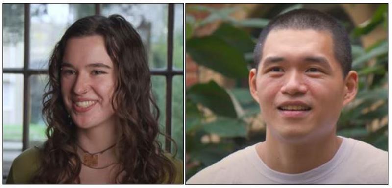 Two tiles  head and shoulders of Holly Thompson and head and shoulders of Justin Limkaichong