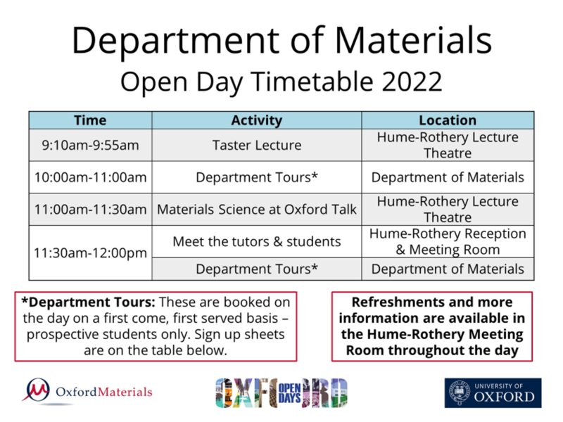 open day timetable 2022