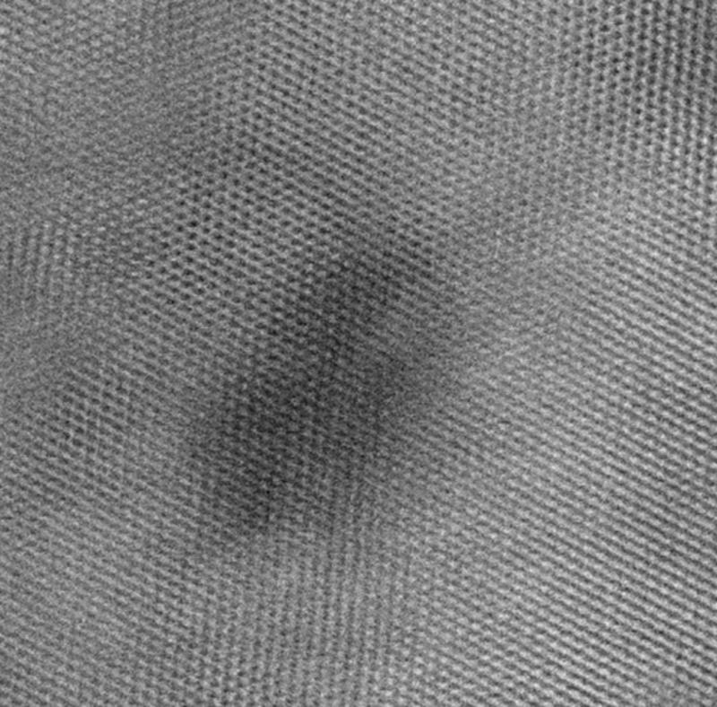 High resolution TEM image of radiation damage in complex oxide High resolution TEM image of radiation damage in complex oxide