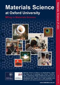 Cover page of the Materials Science at Oxford University undergraduate course brochure. Cover page of the Materials Science at Oxford University undergraduate course brochure.