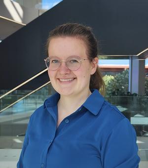 Head and shoulders of Dr Grune - she is smiling
